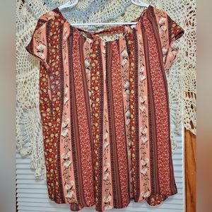 Floral cap sleeve top, XL